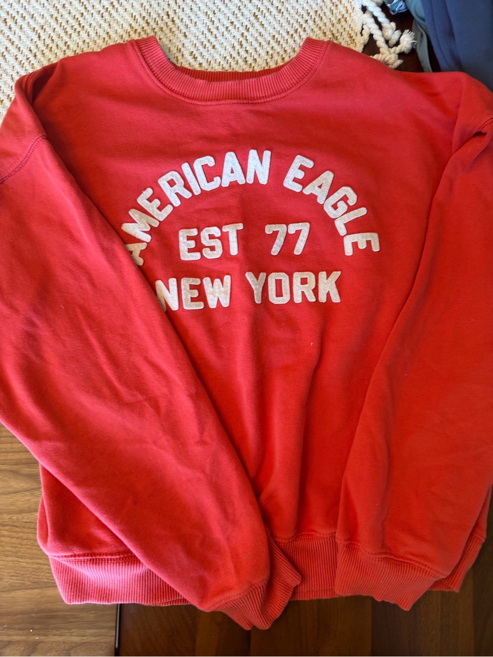 American Eagle Outfitters Red Crewneck Sweatshirt with White Lettering
